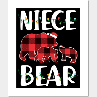 Niece Bear Red Plaid Christmas Pajama Matching Family Gift Posters and Art